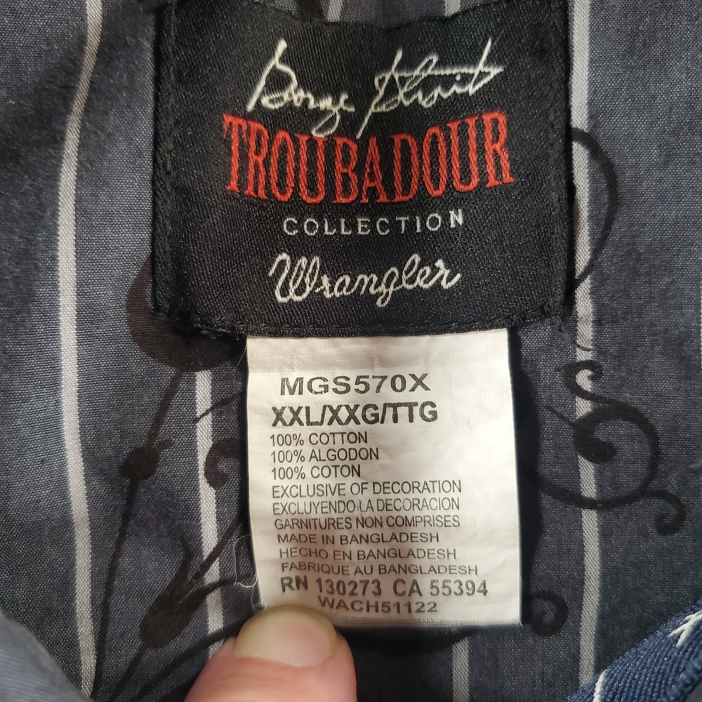 Wrangler Shirt Mens XXL Troubadour Collection George Strait Gray Striped Western - Picture 5 of 9